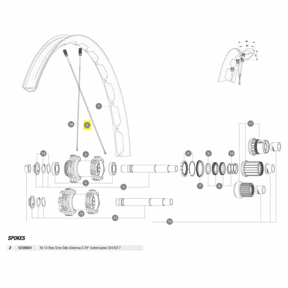 Mavic Kit 14 Rear Drive Side Edeemax S 29´´ Ekrar Mavic Kit 14 Rear Drive Side Edeemax S 29´´ Ekrar