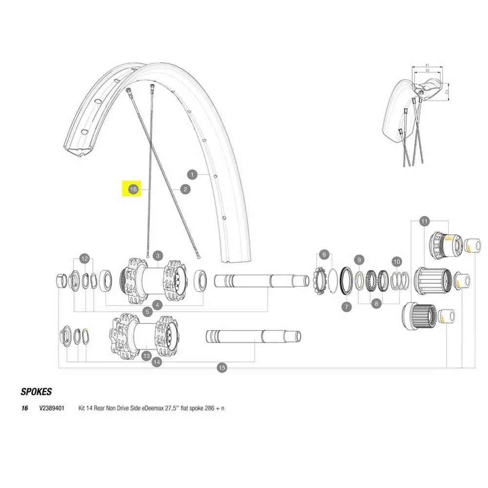 Mavic Kit 14 Rear Non Drive Side Edeemax 27.5´´ Ekrar Mavic Kit 14 Rear Non Drive Side Edeemax 27.5´´ Ekrar