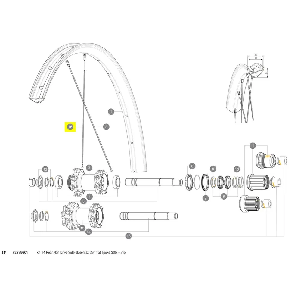 Mavic Kit 14 Rear Non Drive Side Edeemax 29´´ Ekrar, Black, 305mm