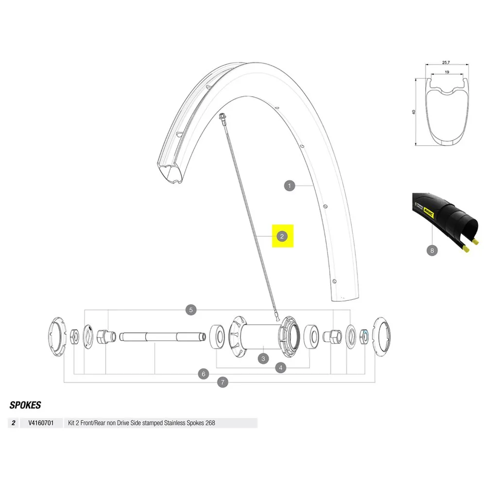 Mavic Kit 2 Front/rear Cosmic Pro Carbon Ust Ekrar, Black, 268mm