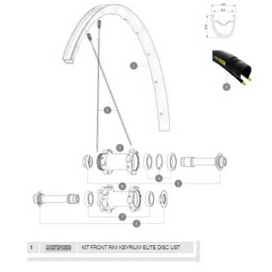 Mavic Ksyrium Elite Disc Ust Framfälg, Black, 700 - 28" 24H