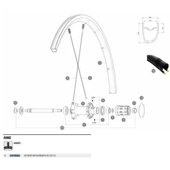 Mavic Ksyrium Elite Ust 20 Bakfälg, Black, 700 - 28" 20H Mavic Ksyrium Elite Ust 20 Bakfälg, Black, 700 - 28" 20H