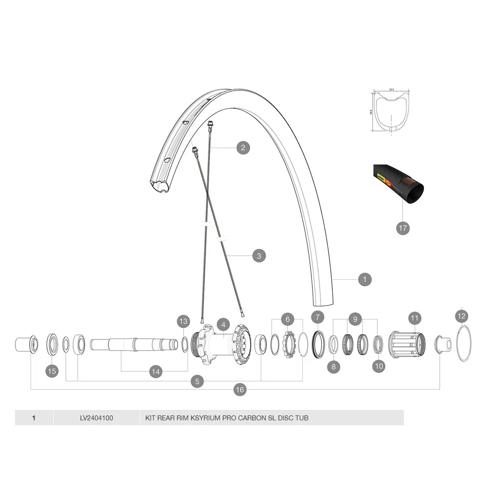 Mavic Ksyrium Pro Carbon Sl Tubular Disc Bakfälg, Black, 700 - 28" 24H