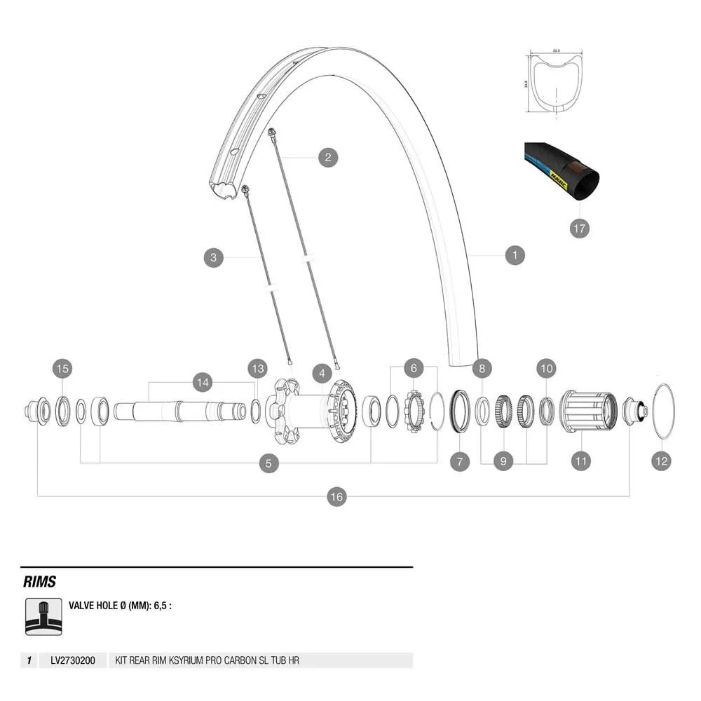 Mavic Ksyrium Pro Carbon Sl Tubular Hr Bakfälg, Black, 700 - 28" 24H Mavic Ksyrium Pro Carbon Sl Tubular Hr Bakfälg, Black, 700 - 28" 24H