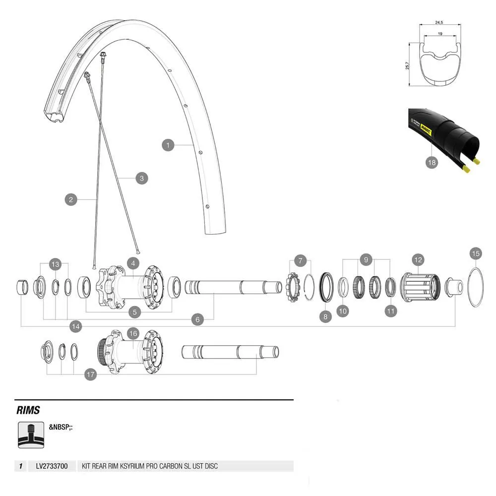Mavic Ksyrium Pro Carbon Sl Ust Disc Bakfälg, Black, 700 - 28" 24H Mavic Ksyrium Pro Carbon Sl Ust Disc Bakfälg, Black, 700 - 28" 24H