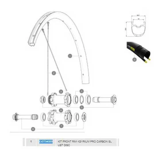 Mavic Ksyrium Pro Carbon Sl Ust Disc Framfälg, Black, 700 - 28"