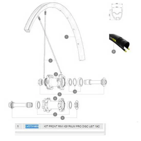 Mavic Ksyrium Pro Ust Disc 19c Framfälg, Black, 700 - 28"