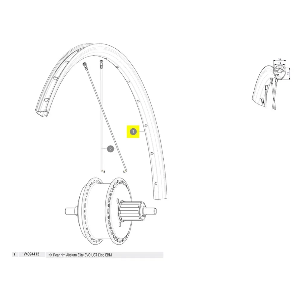 Mavic Rear Aksium Elite Evo Ust Disc Ebm Landsvägscykelfälg, Black, 700 - 28"