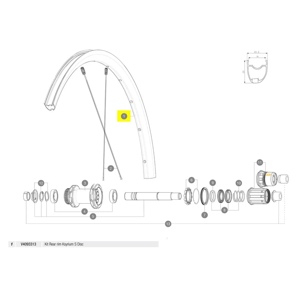 Mavic Rear Ksyrium S Disc Landsvägscykelfälg, Black, 700 - 28"