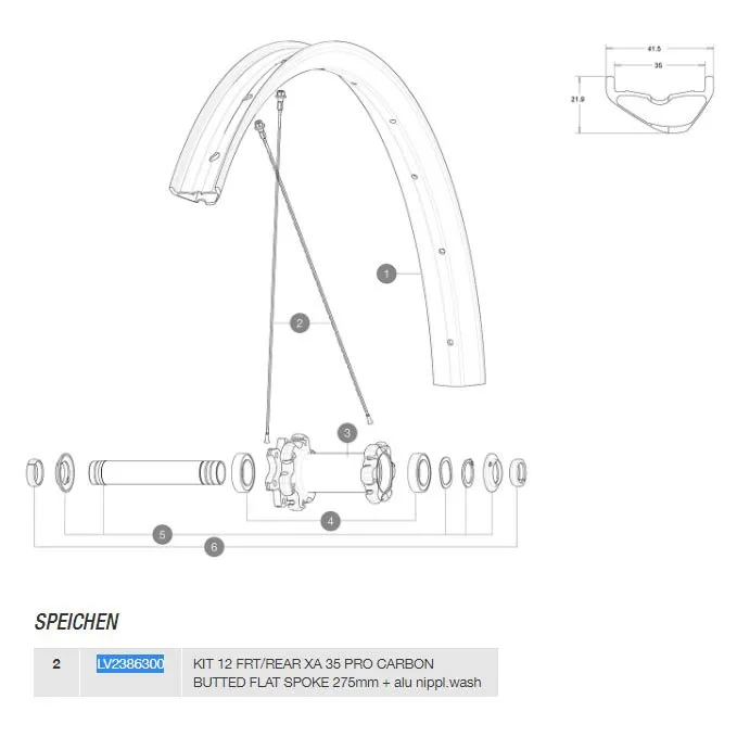 Mavic Xa 35 Pro Carbon Butted Flat 27.5 Ekrar 12 Enheter, Black, 275mm