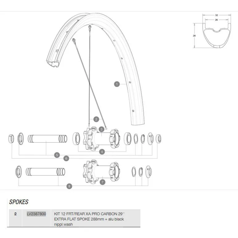 Mavic Xa Pro Carbon 29 Extra Flat Front/rear Ekrar 12 Enheter, Black, 288mm