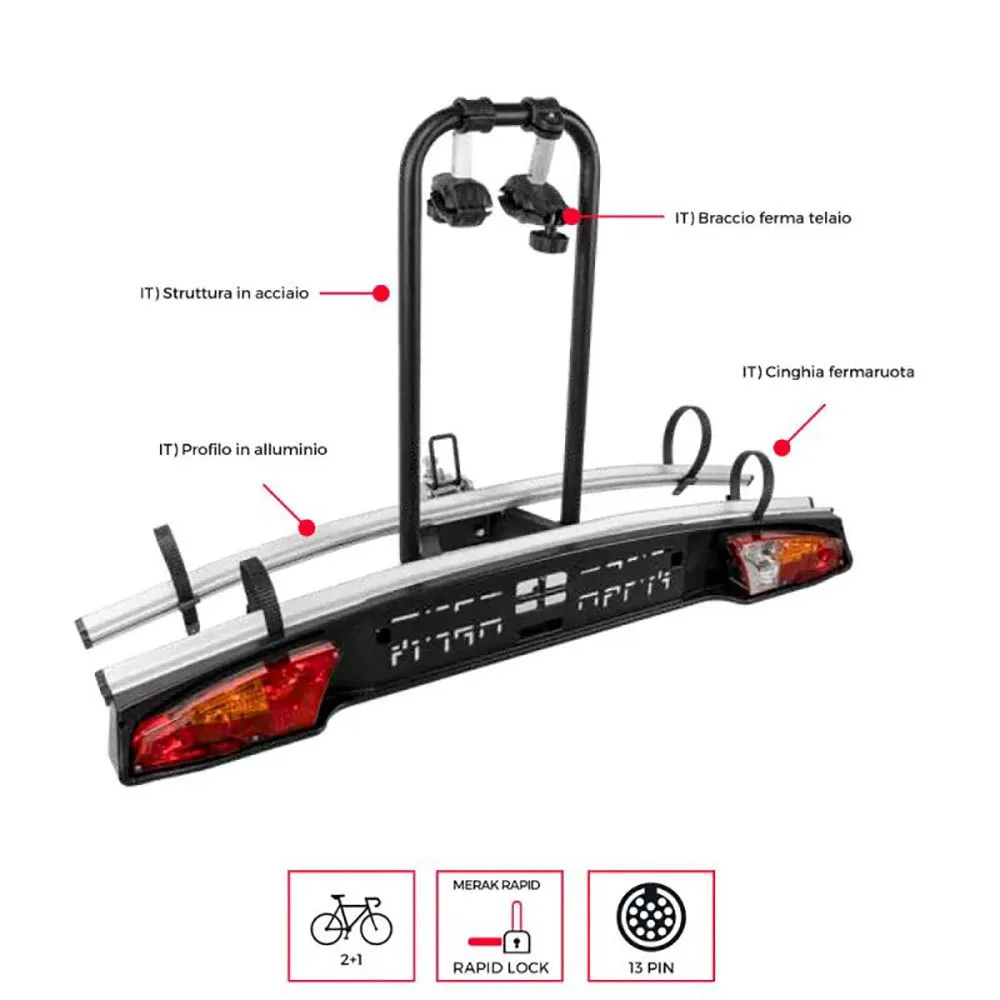 Menabo Merak Type S Cykelställ För 2 Cyklar, Grey, 2 Cykels