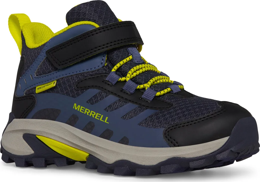 Merrell Kid's Moab Speed Mid 2 A/C Waterproof, Navy/Hi Viz, 29 Merrell Kid's Moab Speed Mid 2 A/C Waterproof, Navy/Hi Viz, 29
