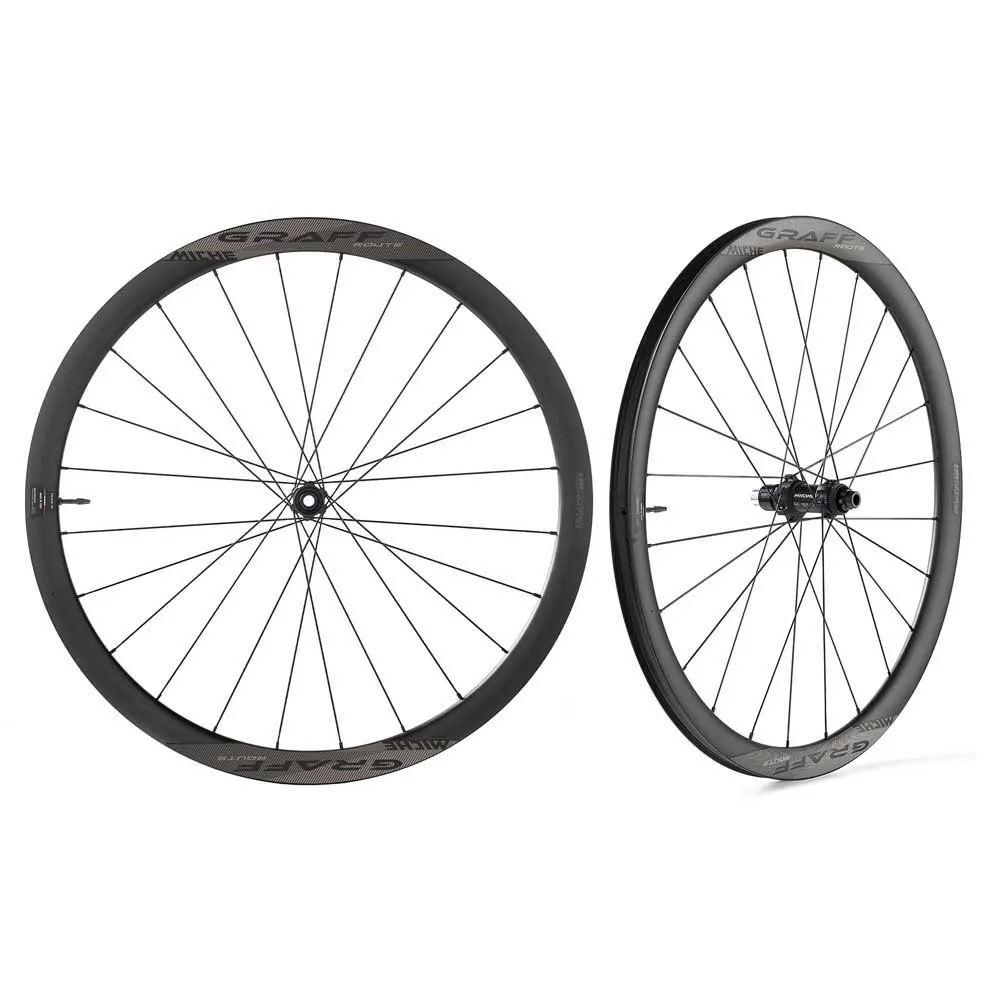Miche Graff Route 28´´ 700c Cl Disc Tubeless Hjulset För Gravelcykel, Black, 12 x 100 / 12 x 142mm, Shimano Micro Spline