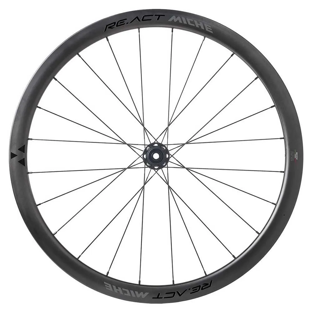 Miche Re.act 28´´ 700c Cl Disc Tubeless Landsvägshjulset, Black, 12 x 100 / 12 x 142mm, Sram XDR