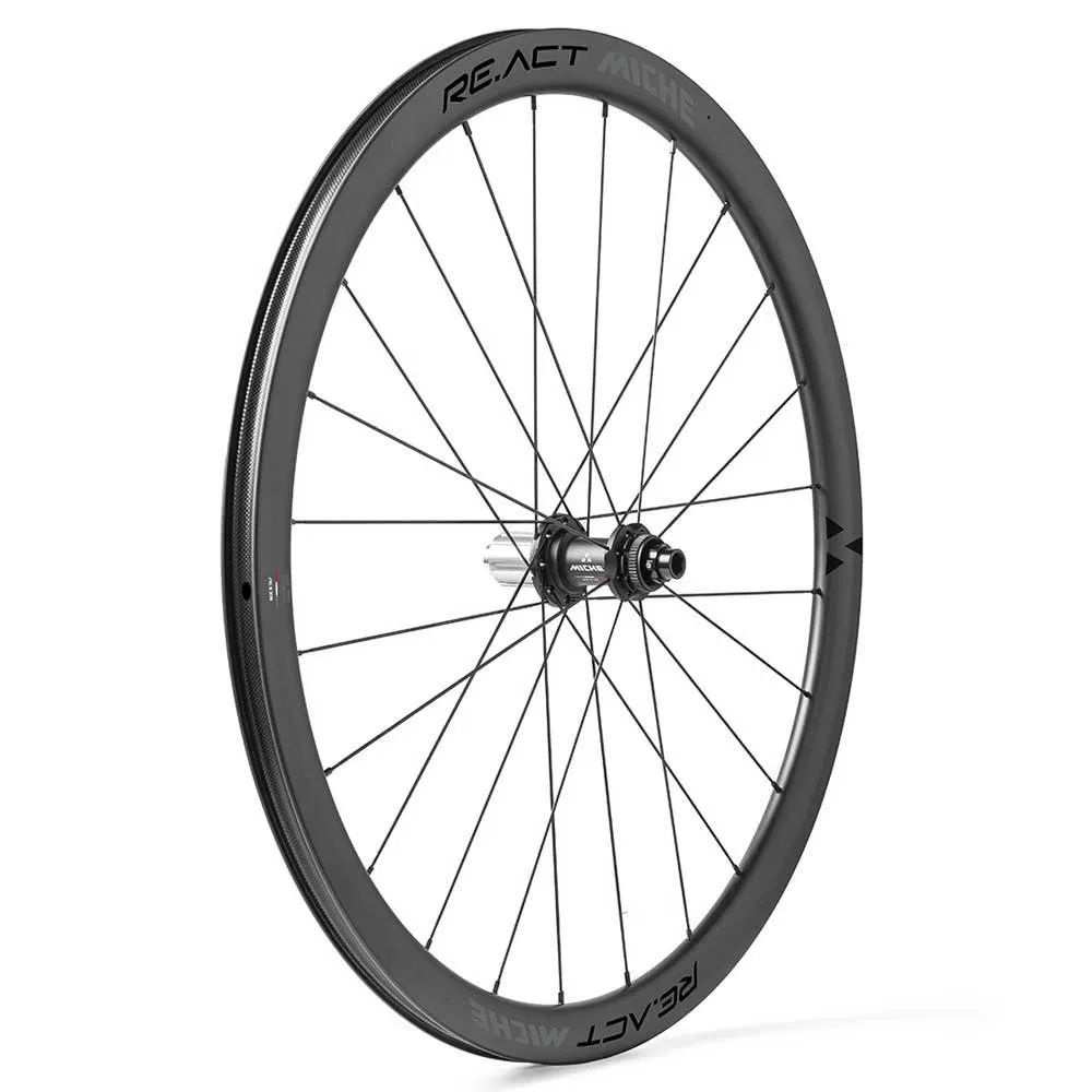 Miche Re.act 28´´ 700c Cl Disc Tubeless Landsvägshjulset, Black, 12 x 100 / 12 x 142mm, Sram XDR