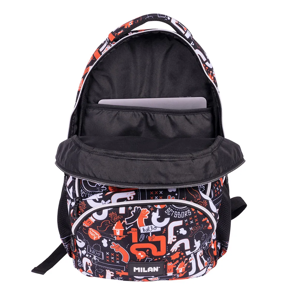 Milan 4 Dragkedja Skolryggsäck Fingrar Specialserie 25l, Multicolor
