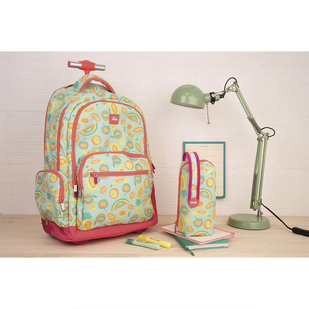 Milan 6 Zip Wheeled Frutikis Special Series 25l Ryggsäck Med Hjul, Green / orange
