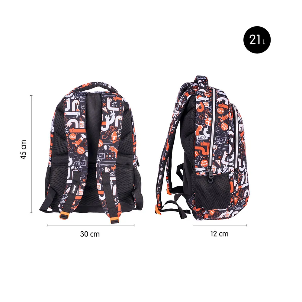 Milan Skolryggsäck Med 2 Dragkedjor Fingrar Specialserie 21l, Multicolor