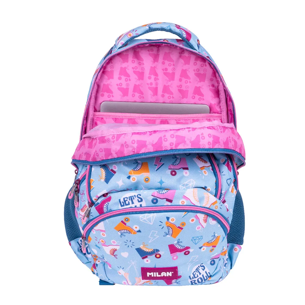 Milan Skolväska Med Hjul 4 Dragkedjor 2 Special Series 25l, Multicolor
