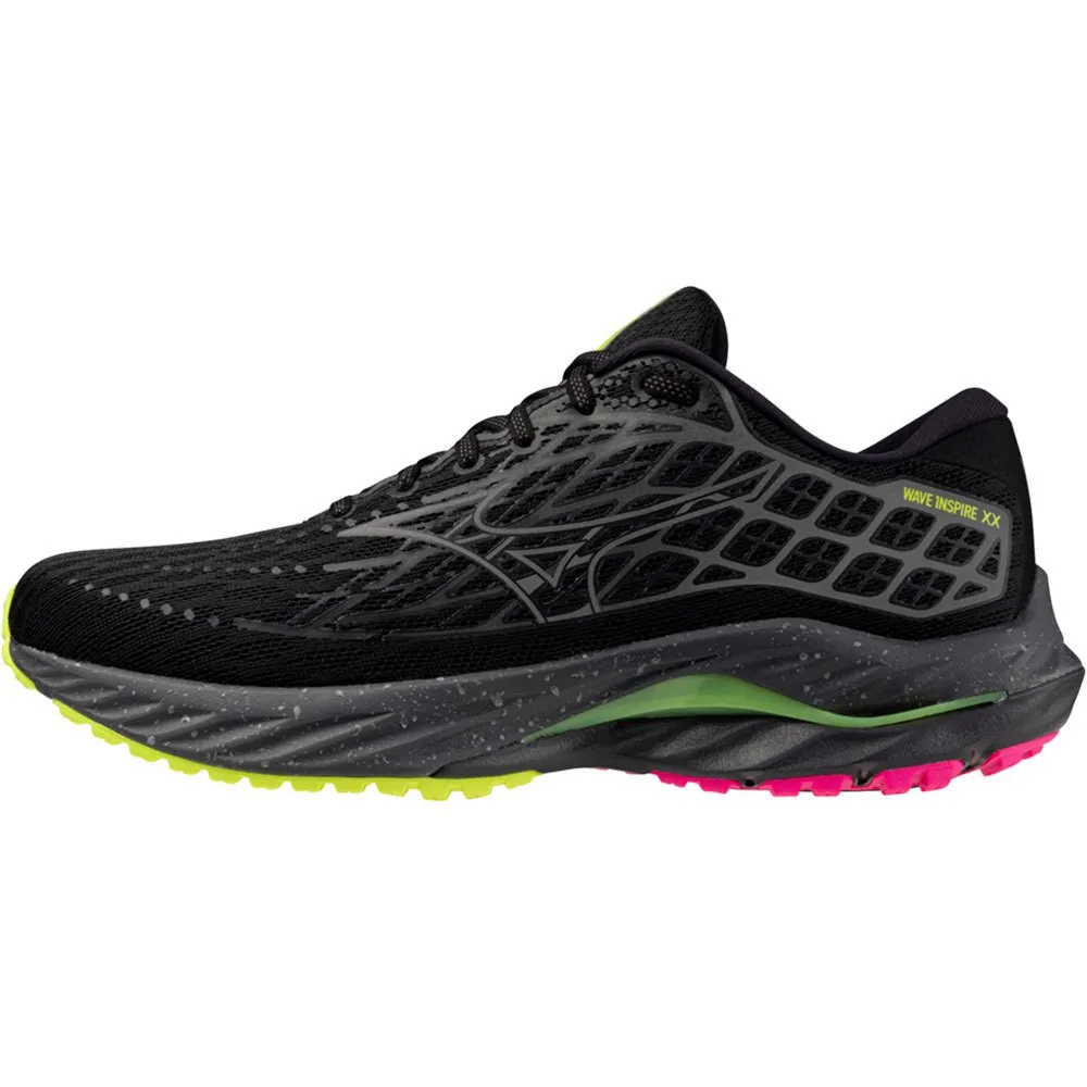 Mizuno Wave Inspire 20 Unisex Löparskor male, Black / silver / sunny lime Mizuno Wave Inspire 20 Unisex Löparskor male, Black / silver / sunny lime