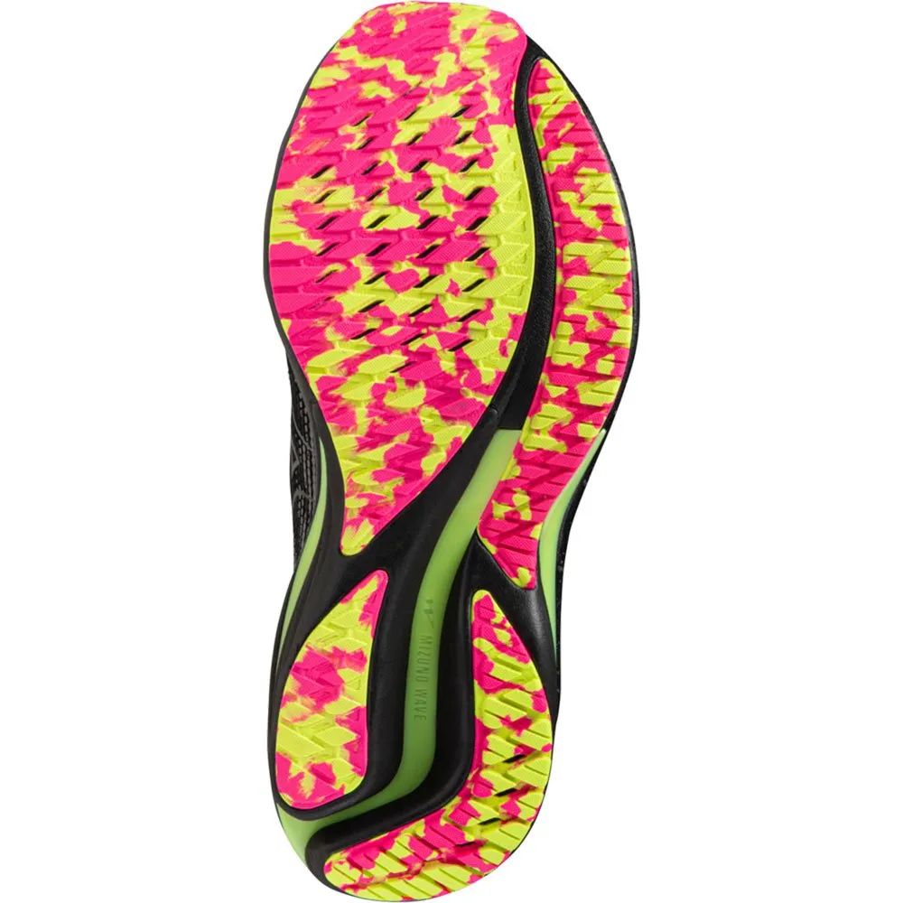 Mizuno Wave Rider 28 Unisex Löparskor male, Black / silver / sunny lime