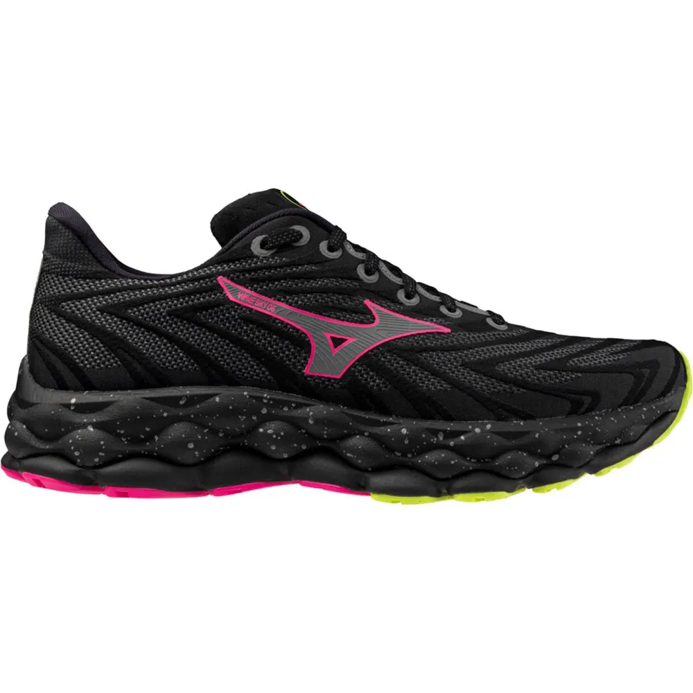 Mizuno Wave Sky 8 Unisex Löparskor male, Black / silver / pink tetra