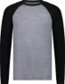Mons Royale Men's Icon Merino Raglan Long Sleeve, Grey Heather / Black