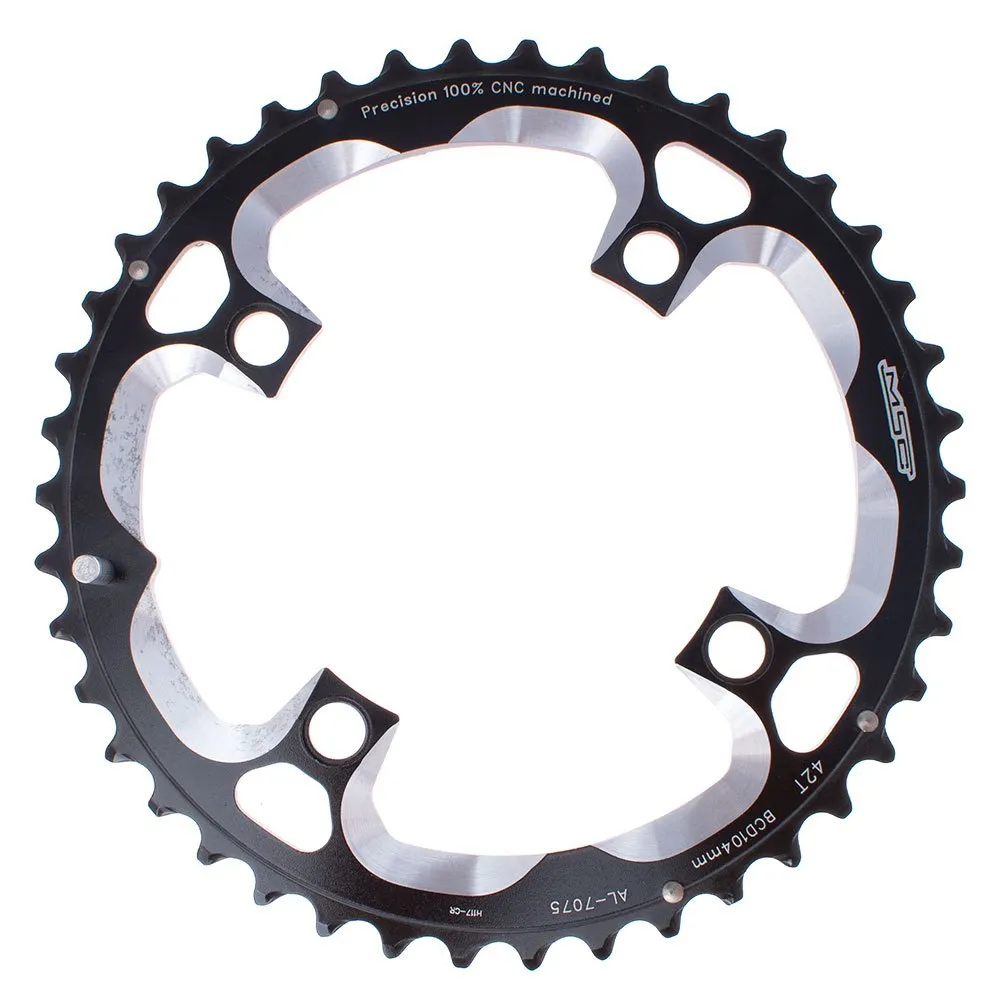 MSC BIKES Cnc Alu7075 4 Arm 104 Bcd Pl42tc Kedjehjul, Black, 42t MSC BIKES Cnc Alu7075 4 Arm 104 Bcd Pl42tc Kedjehjul, Black, 42t