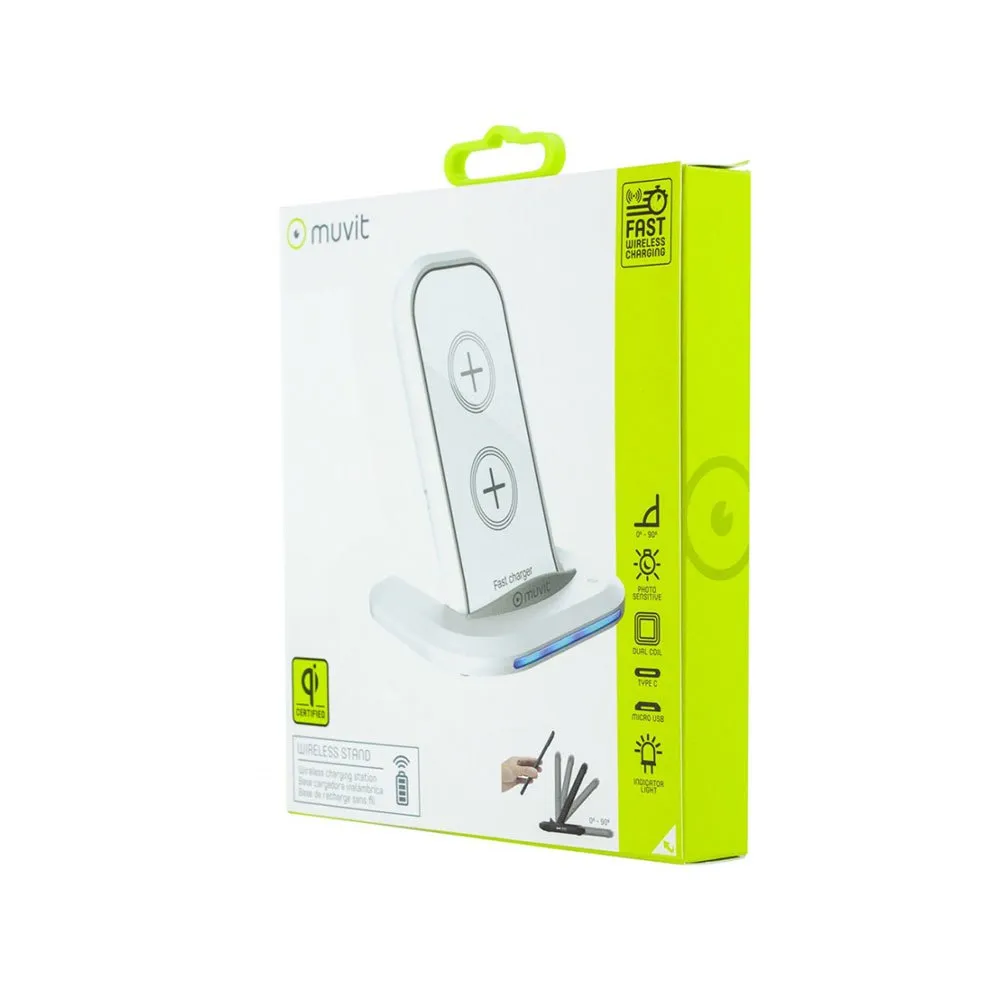 Muvit Qi Wireless Desktop 5/7.5/2a 10w Laddare, White, One Size