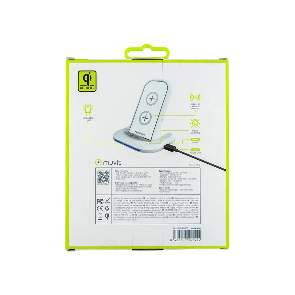 Muvit Qi Wireless Desktop 5/7.5/2a 10w Laddare, White, One Size