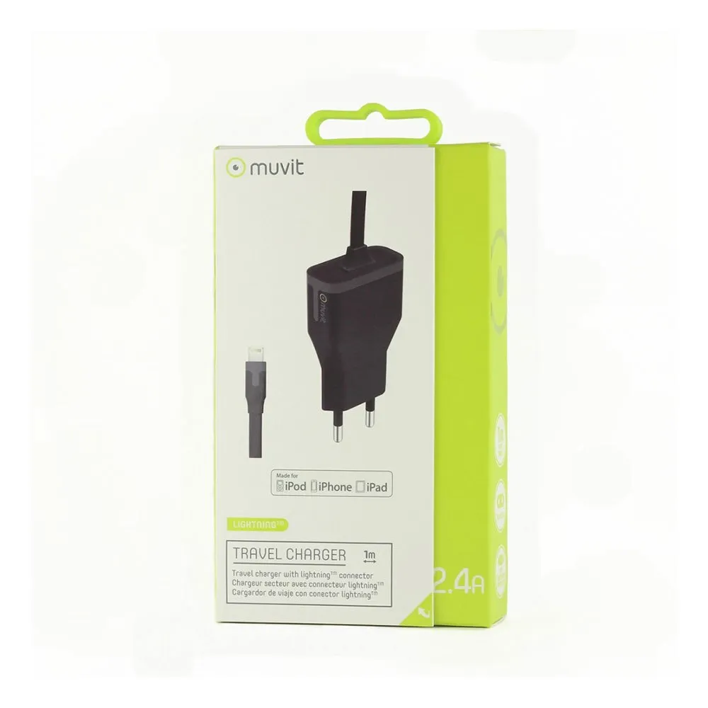 Muvit Travel Apple Lightning Mfi 1m 2.4a Laddare Muvit Travel Apple Lightning Mfi 1m 2.4a Laddare