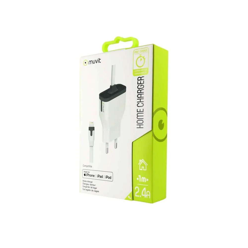 Muvit Travel Apple Lightning Mfi 1m 2.4a Laddare