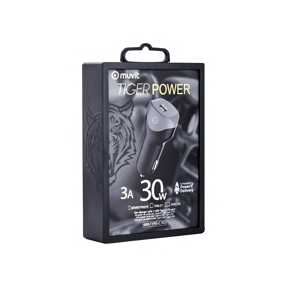Muvit Type C Pd Smart Ic 30w Billaddare, Black, One Size