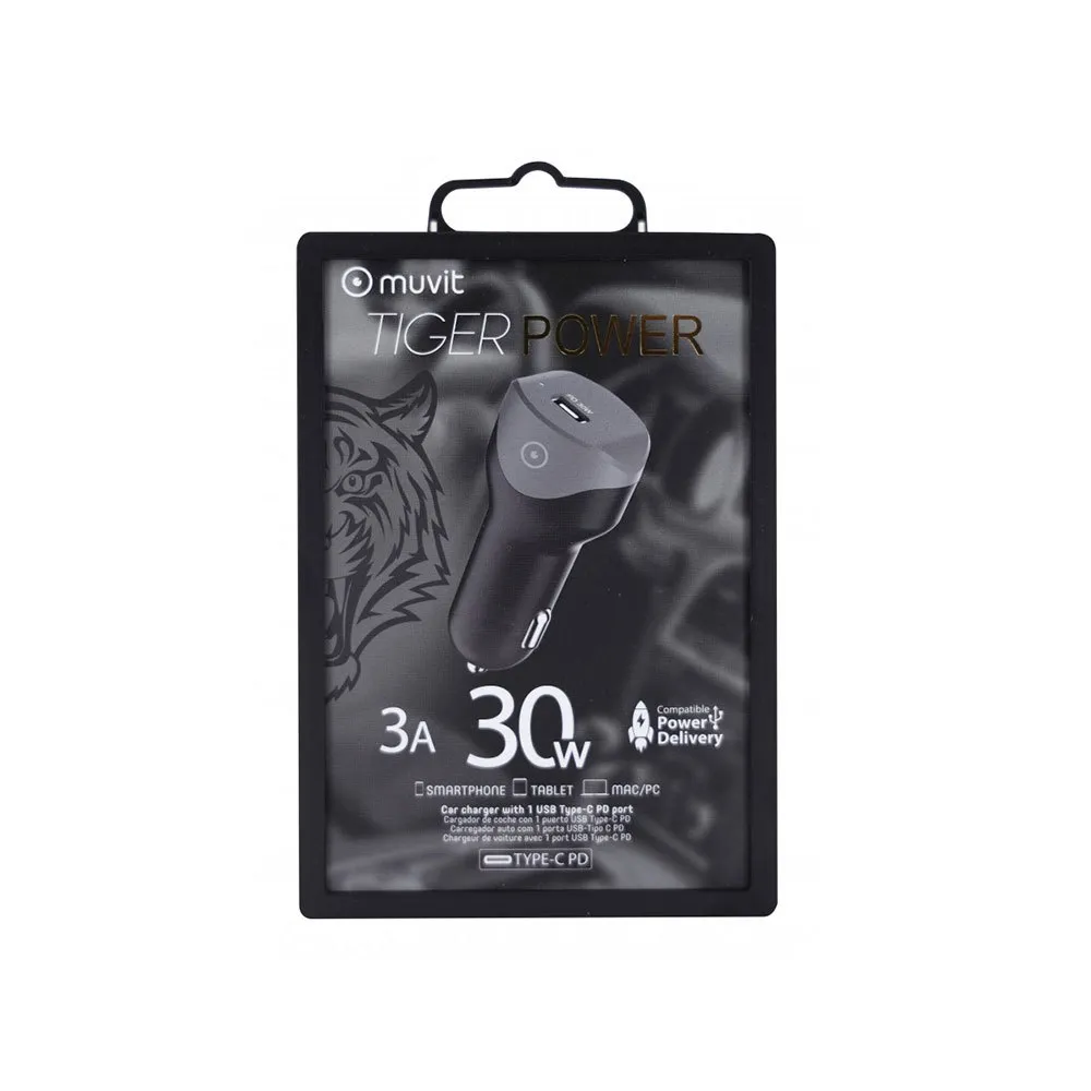 Muvit Type C Pd Smart Ic 30w Billaddare, Black, One Size