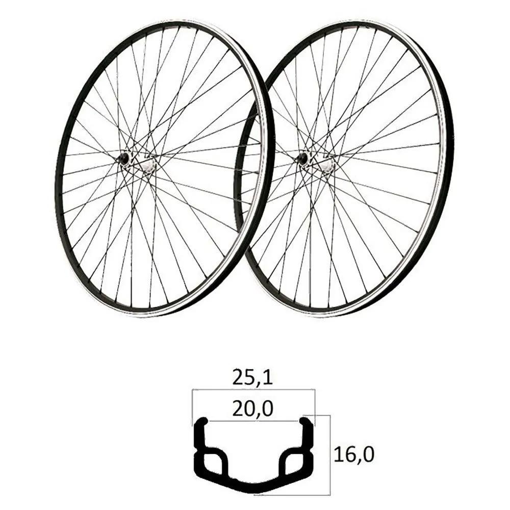 MVtek 24´´ V-brake 6/7s Hjulpar För Cykel, Black / silver, 15 x 100 / 12 x 142mm, Shimano/Sram HG