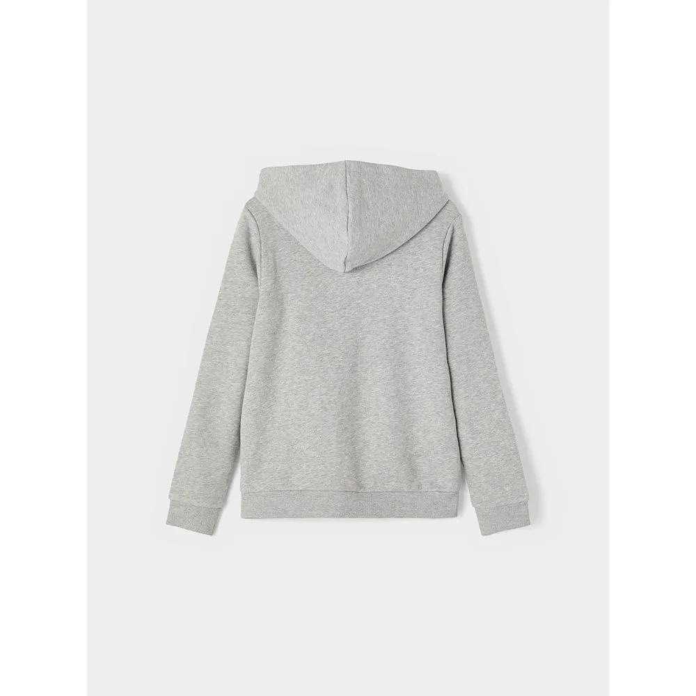 Name It Lena Card Sweatshirt Med Dragkedja, Grey melange, 7-8Y