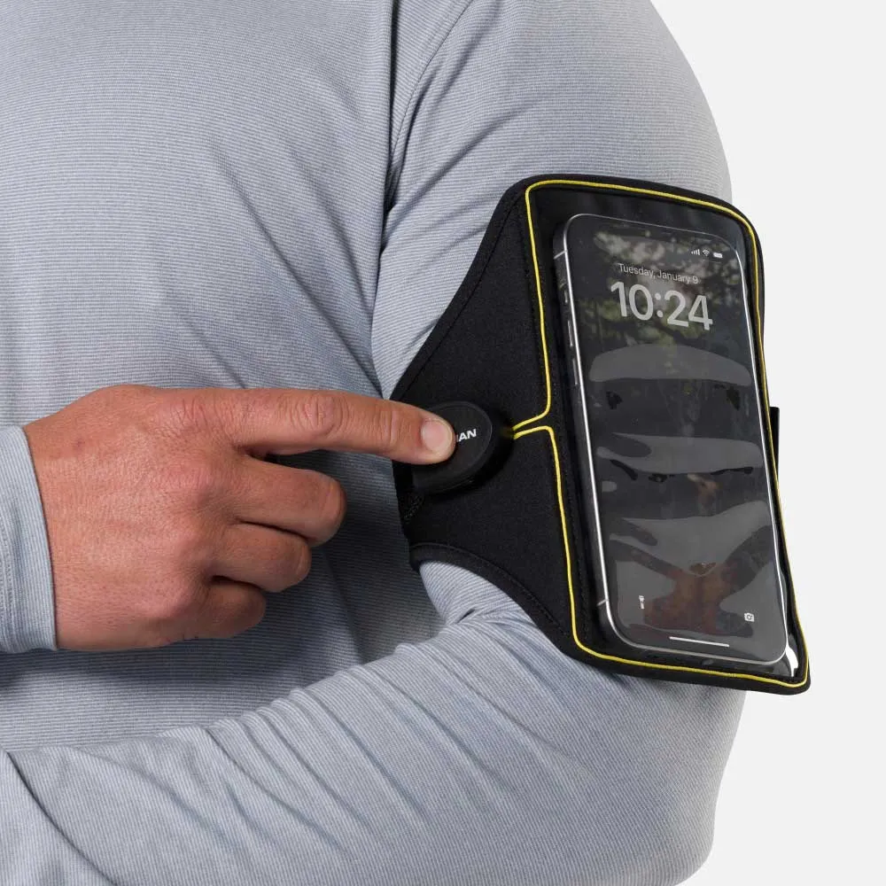 Nathan Telefonhållare Med Ficklampa För 5 Km Laserlopp, Black / high vis yellow, One Size