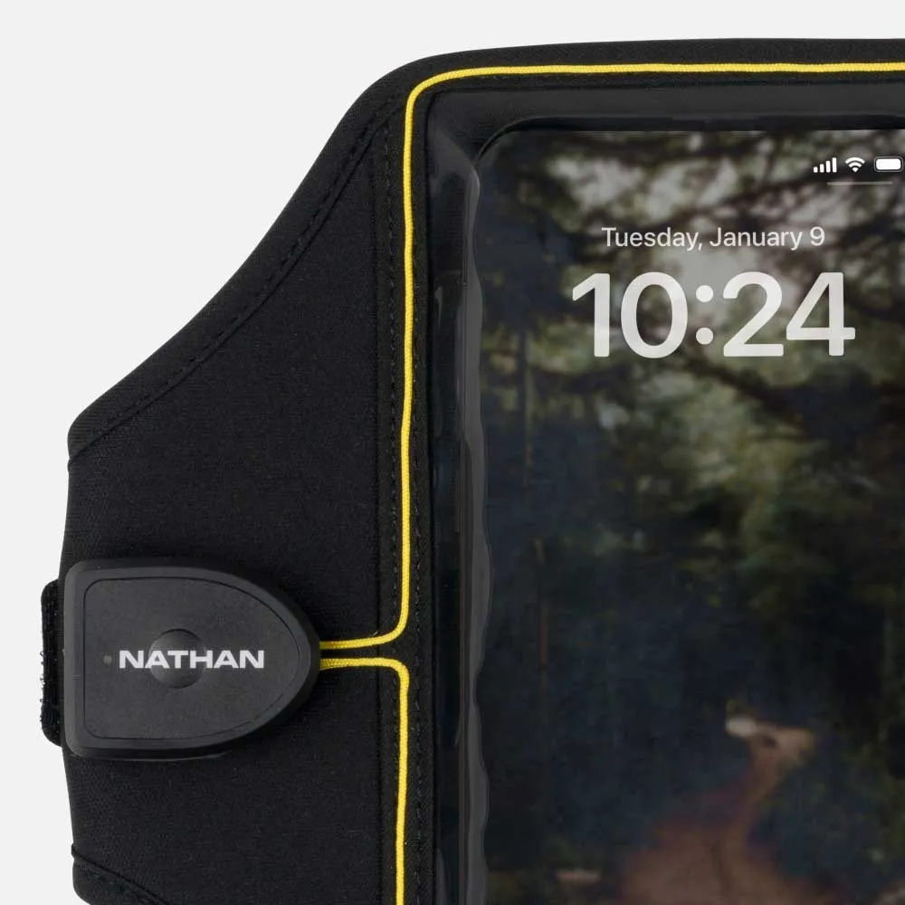 Nathan Telefonhållare Med Ficklampa För 5 Km Laserlopp, Black / high vis yellow, One Size