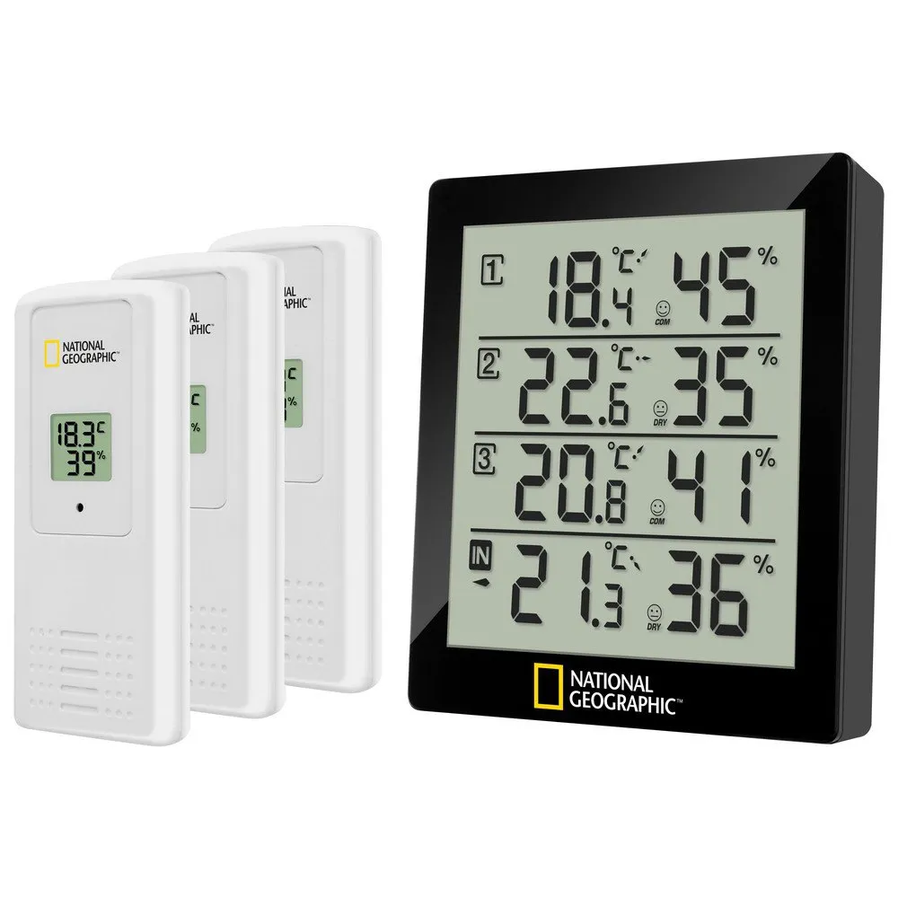 National Geographic 9070200 Termometer Och Hygrometer, Black / white, One Size