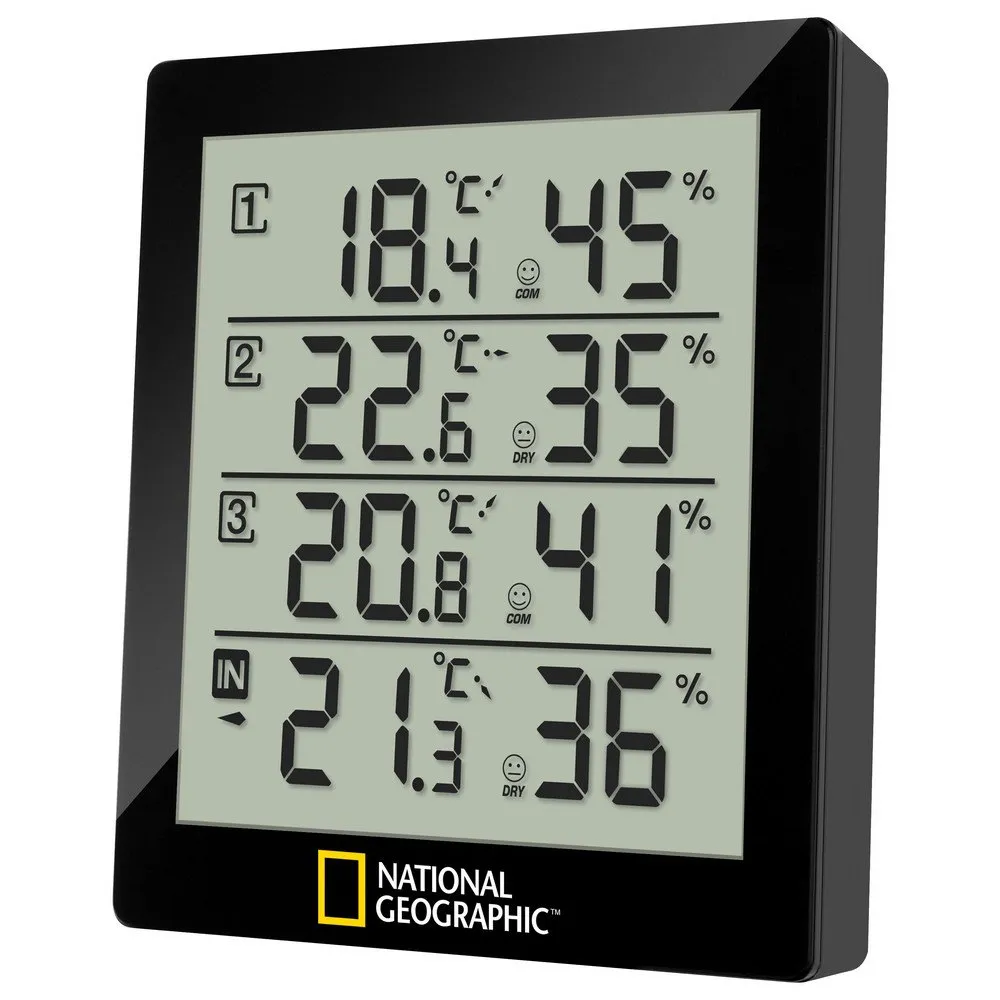 National Geographic 9070200 Termometer Och Hygrometer, Black / white, One Size