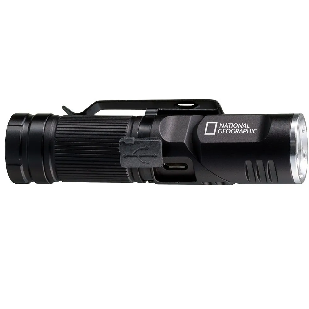 National Geographic 9082500 Uppladdningsbar Led-ficklampa, Black, One Size