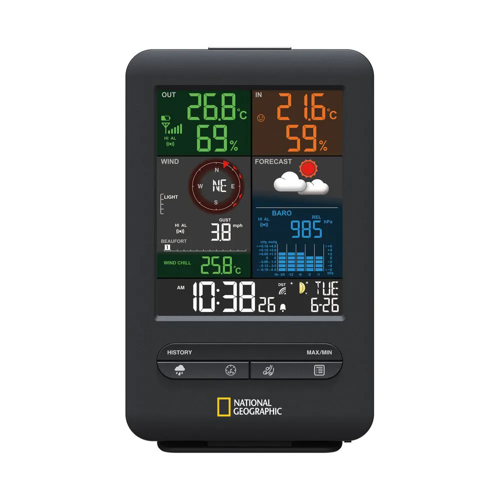 National Geographic Rc 5-in-1 Väderstation, Black / white, One Size, EU Plug 220V
