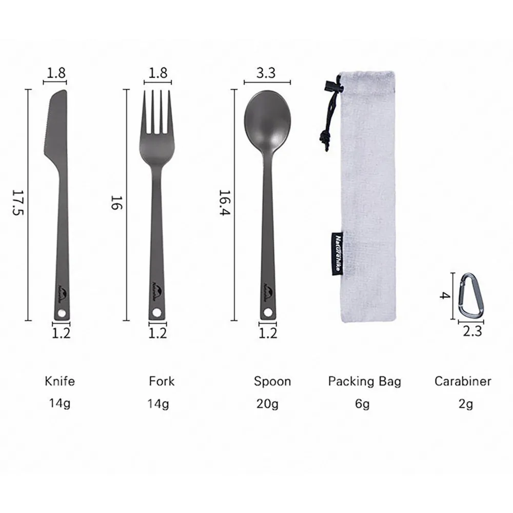 Naturehike Nobu Bestickset, Silver, One Size