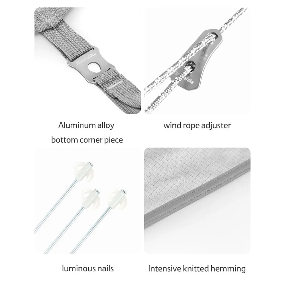 Naturehike Semeru Small Square Tält, Vinyl coated silver, One Size