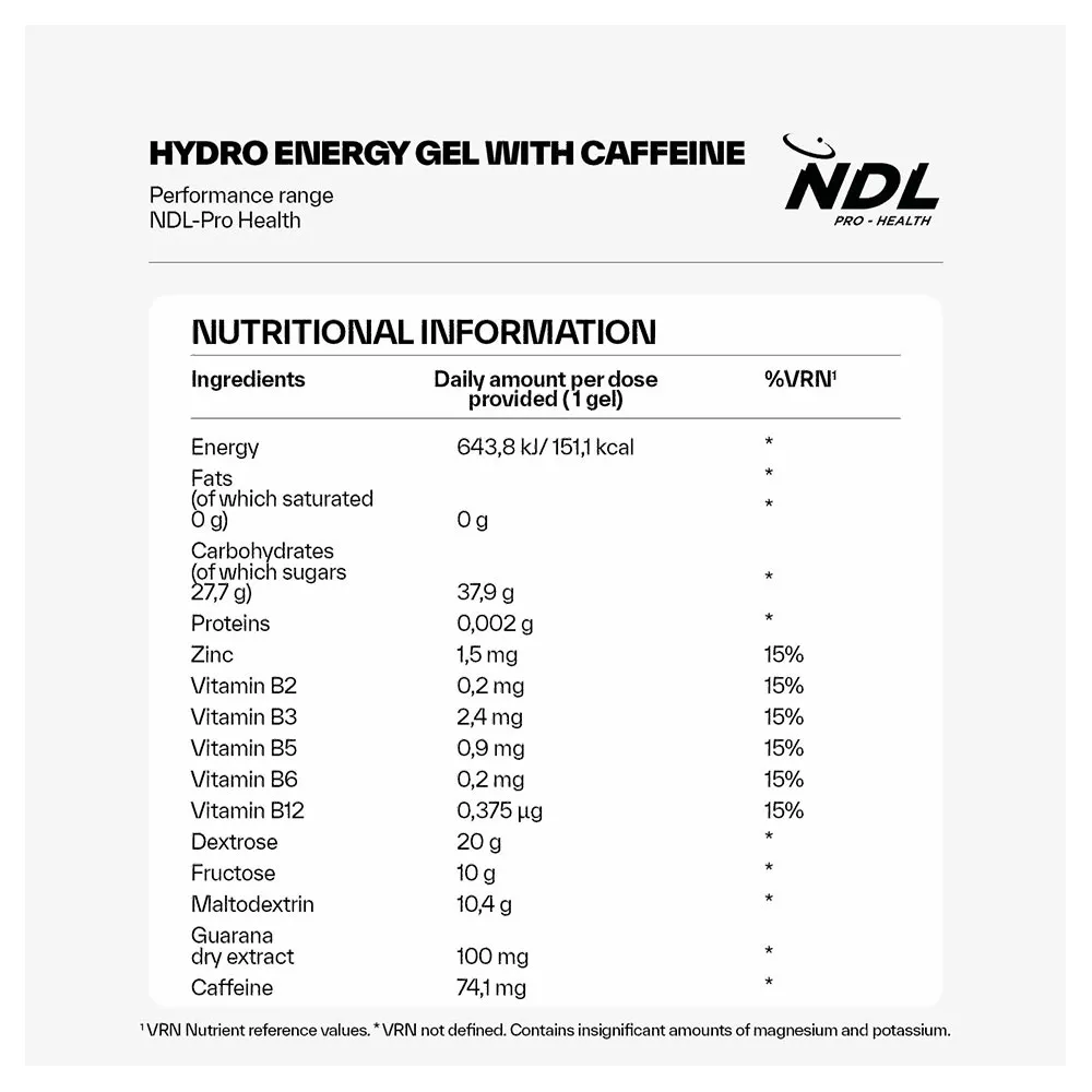 Ndl Pro Health Hydro Energy Gel+caffeine Låda Med Energigeler Cola 60g 12 Enheter, One size Ndl Pro Health Hydro Energy Gel+caffeine Låda Med Energigeler Cola 60g 12 Enheter, One size