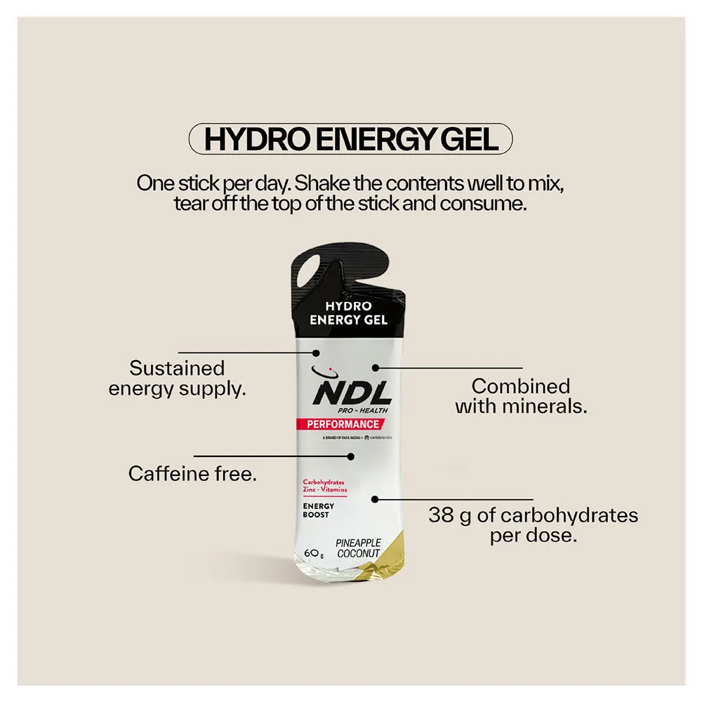 Ndl Pro Health Hydro Energy Gel Låda Med Energigeler Ananas Och Kokosnöt Koffein 60g 12 Enheter, One size Ndl Pro Health Hydro Energy Gel Låda Med Energigeler Ananas Och Kokosnöt Koffein 60g 12 Enheter, One size