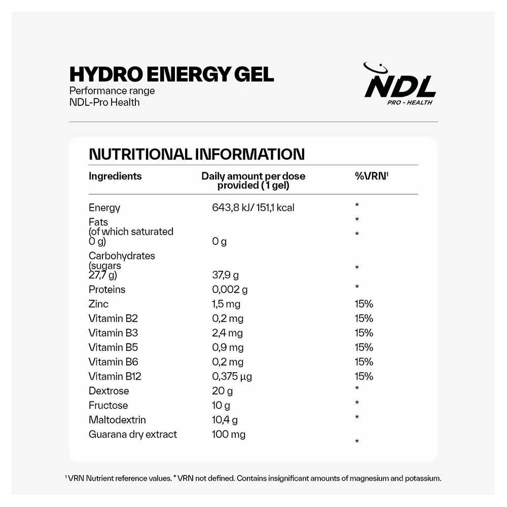 Ndl Pro Health Hydro Energy Gel Låda Med Energigeler Cola 60g 12 Enheter, One size