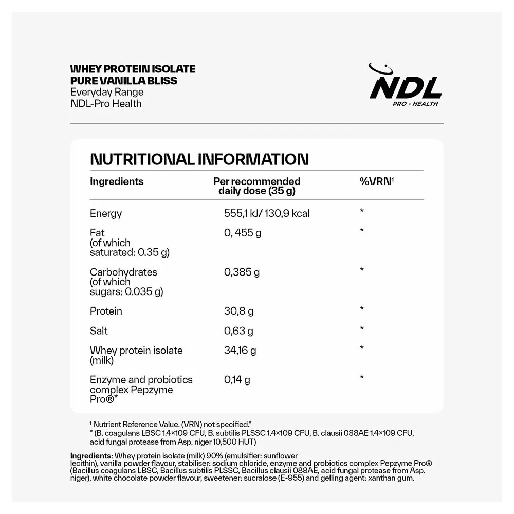 Ndl Pro Health Isolate Protein Powder Vassleprotein Vanilj 1kg, One size