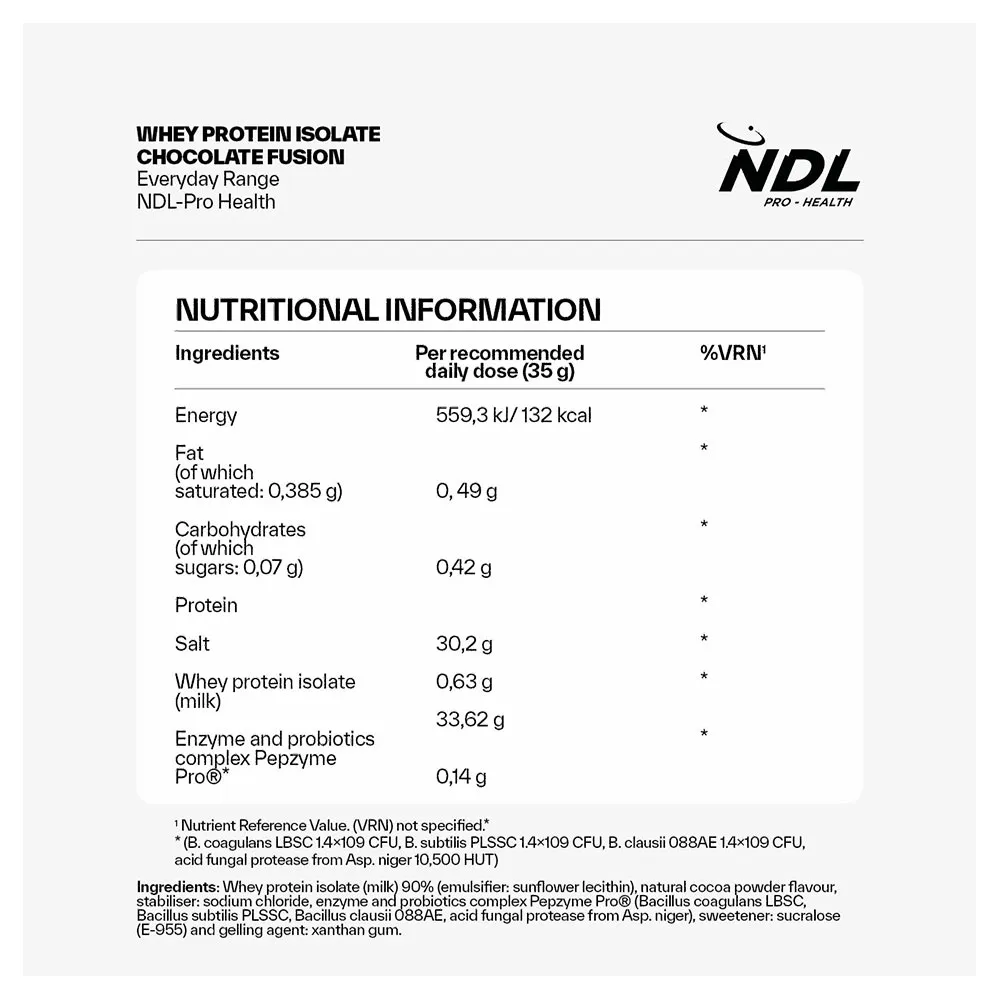 Ndl Pro Health Vassleproteinisolat Choklad 500g, One size